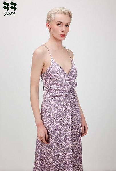 Floral Digital printed long camisole dress side Floral Digital printed long camisole dress side
