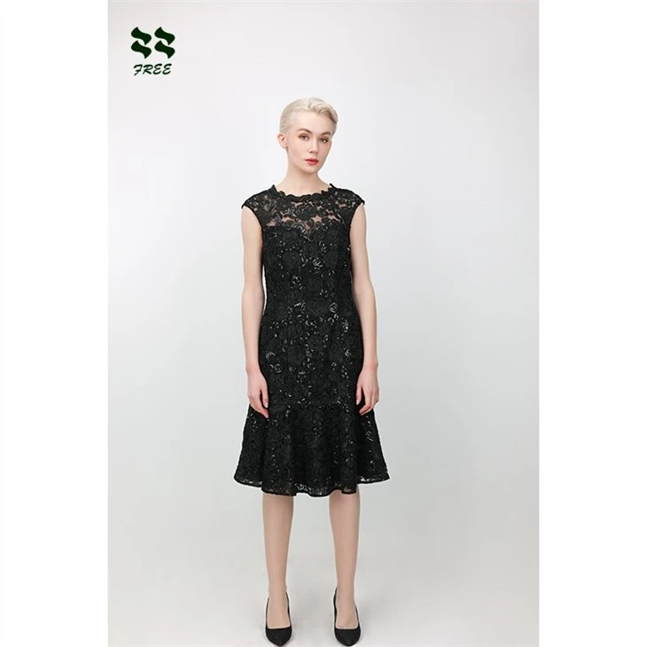 black flower lace dress